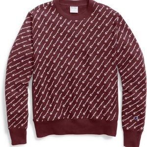 Champion Burgundy All over Print Sweatshirt, Men’s fleece Sweatshirt, Mens SZ XS